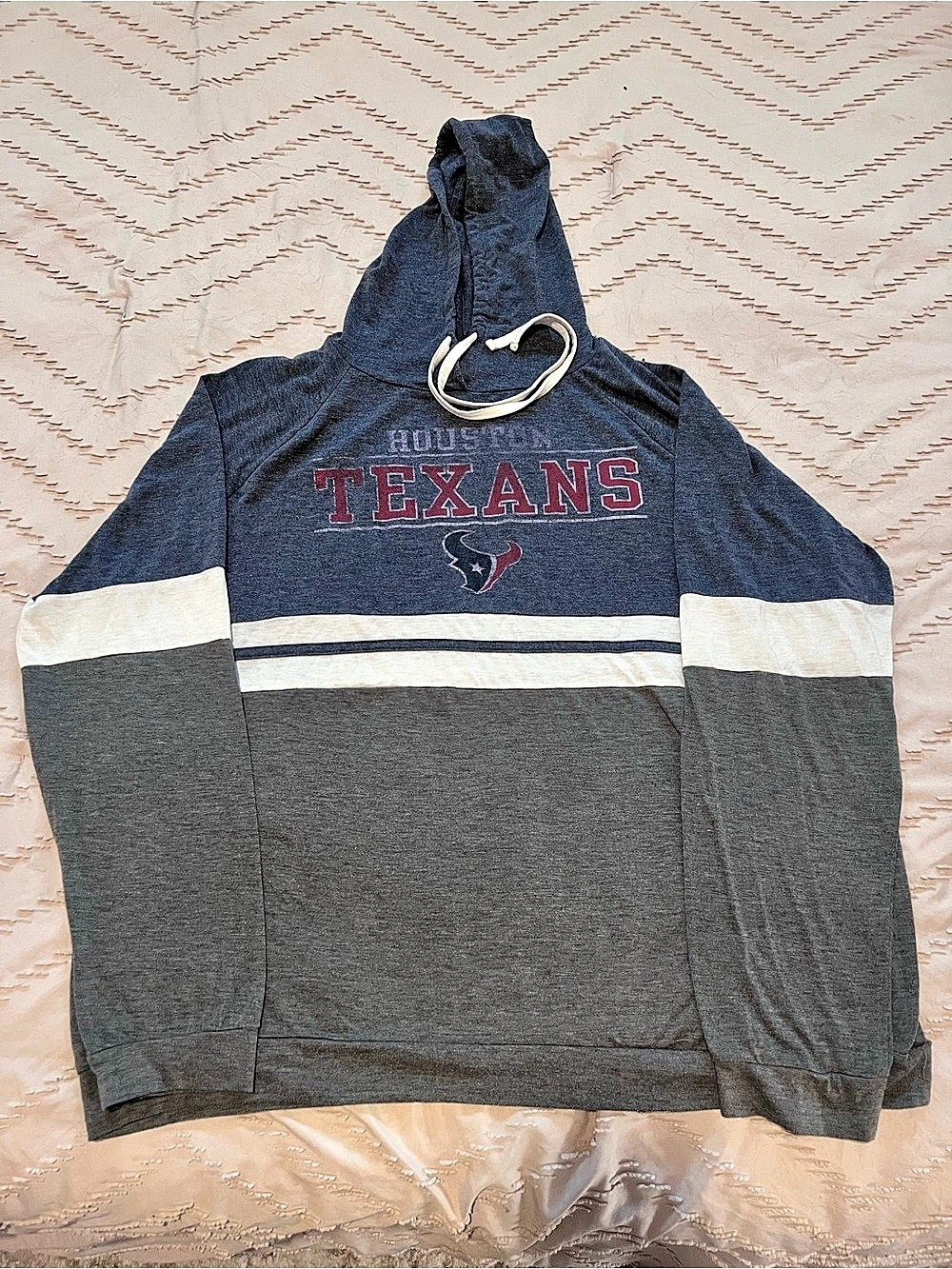 Color Block Texans Hoodie in Gray & Blue